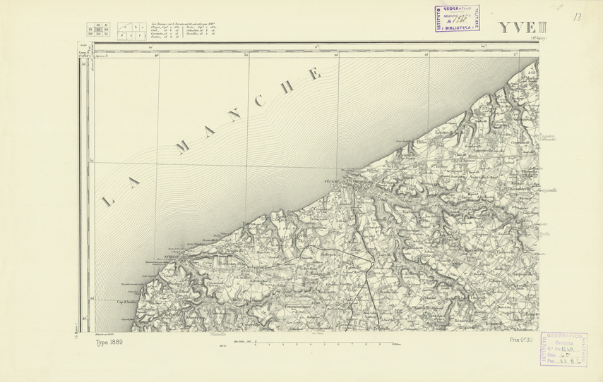 (N:21743) CARTE DE FRANCE - YVETOT (B0018329) Carte e stampe antiche: riproduzione a colori su carta (formato A2)