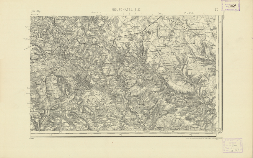 (N:21748) CARTE DE FRANCE - NEUFCHATEL S.E. (B0018335) Carte e stampe antiche: riproduzione a colori su carta (formato A2)