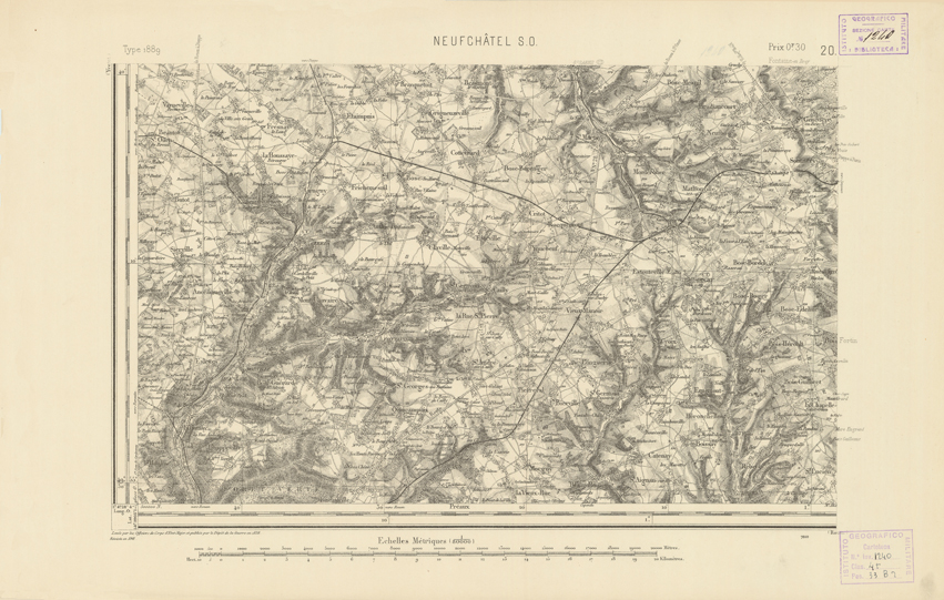 (N:21749) CARTE DE FRANCE - NEUFCHATEL S.O. (B0018336) Carte e stampe antiche: riproduzione a colori su carta (formato A2)
