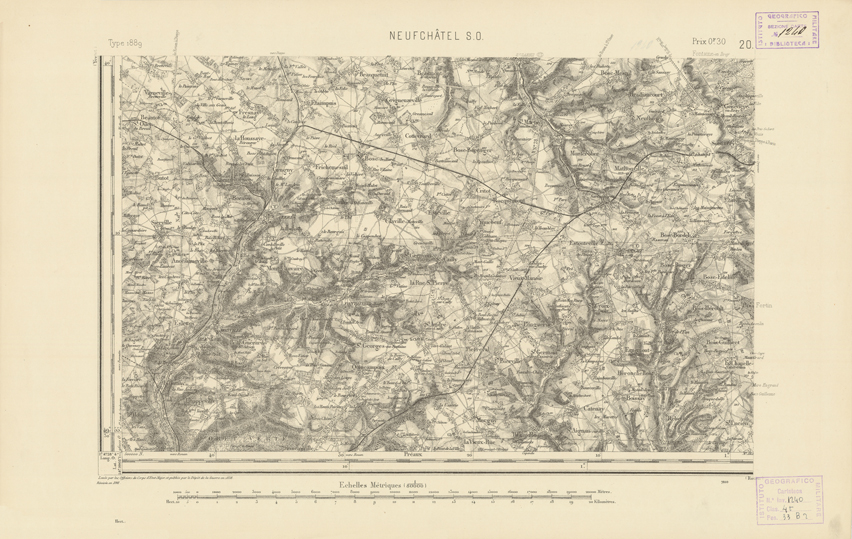 (N:21750) CARTE DE FRANCE - NEUFCHATEL S.O. (B0018337) Carte e stampe antiche: riproduzione a colori su carta (formato A2)