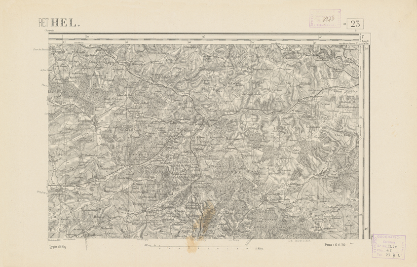(N:21752) CARTE DE FRANCE - RETHEL (B0018339) Carte e stampe antiche: riproduzione a colori su carta (formato A2)