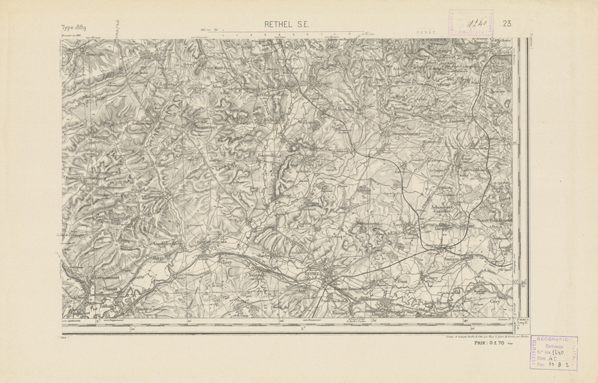 (N:21753) CARTE DE FRANCE - RETHEL S.E. (B0018340) Carte e stampe antiche: riproduzione a colori su carta (formato A2)