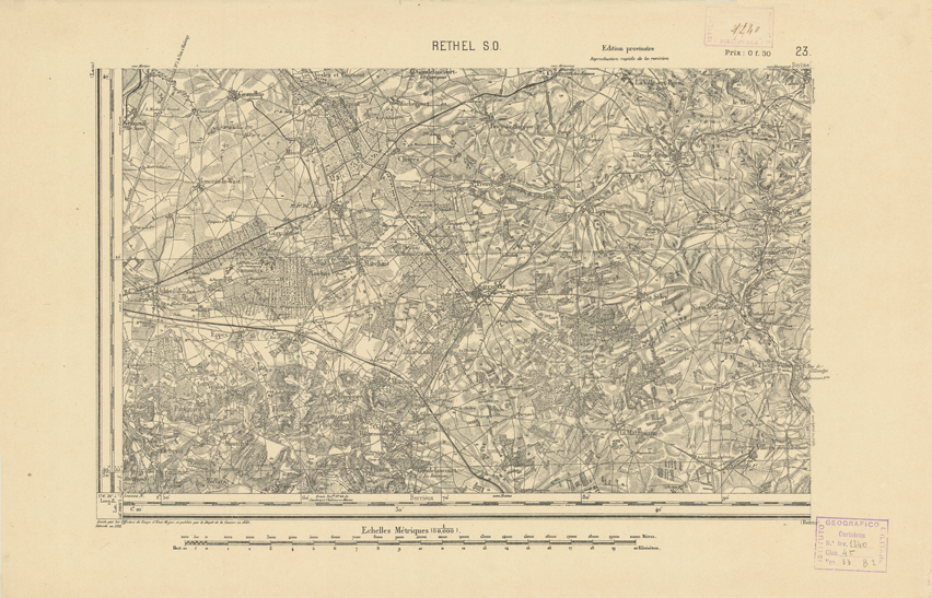 (N:21754) CARTE DE FRANCE - RETHEL S.O. (B0018341) Carte e stampe antiche: riproduzione a colori su carta (formato A2)