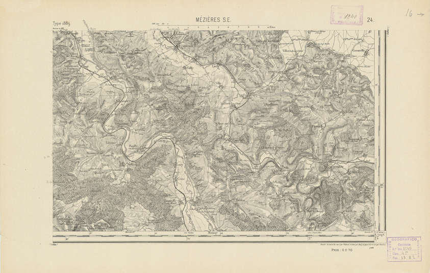 (N:21757) CARTE DE FRANCE - MEZIERES S.E. (B0018344) Carte e stampe antiche: riproduzione a colori su carta (formato A2)