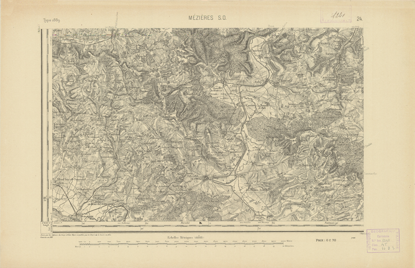 (N:21758) CARTE DE FRANCE - MEZIERES S.O. (B0018345) Carte e stampe antiche: riproduzione a colori su carta (formato A2)