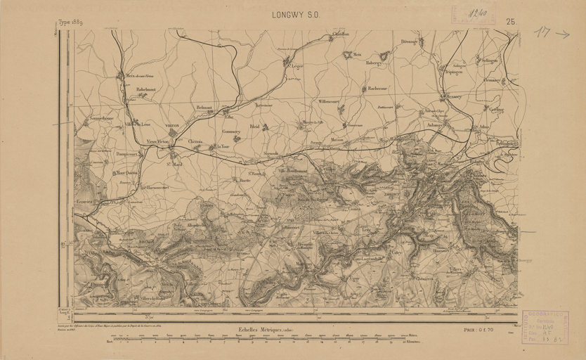 (N:21759) CARTE DE FRANCE - LONGWY S.O. (B0018346) Carte e stampe antiche: riproduzione a colori su carta (formato A2)
