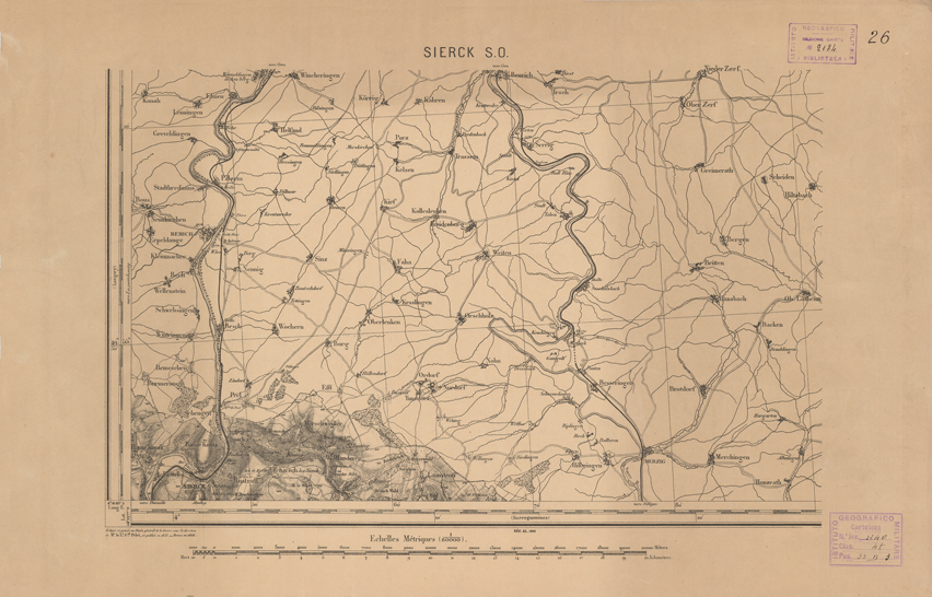 (N:21761) CARTE DE FRANCE - SIERCK S.O. (B0018348) Carte e stampe antiche: riproduzione a colori su carta (formato A2)