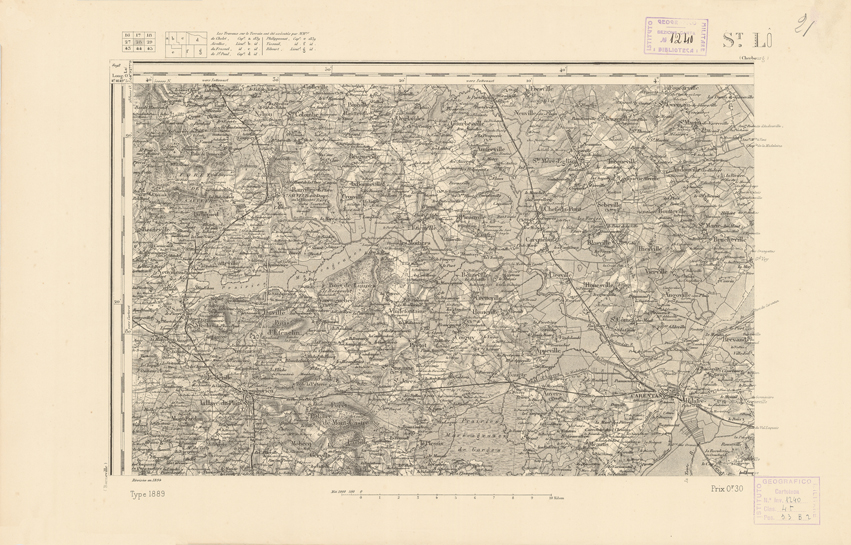 (N:21764) CARTE DE FRANCE - ST. LO (B0018351) Carte e stampe antiche: riproduzione a colori su carta (formato A2)
