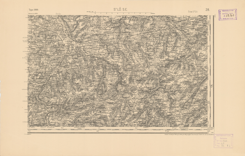 (N:21766) CARTE DE FRANCE - ST. LO S.E. (B0018353) Carte e stampe antiche: riproduzione a colori su carta (formato A2)