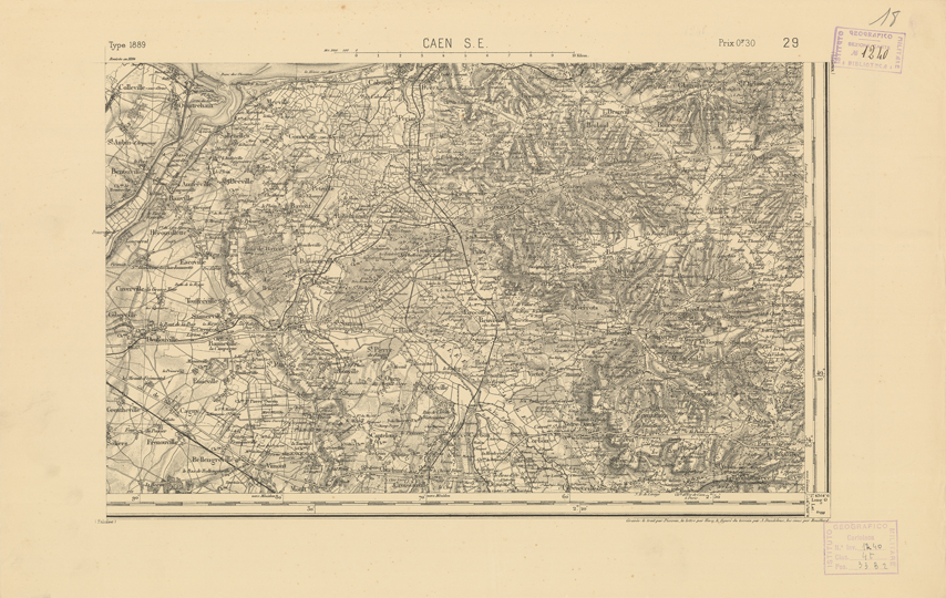 (N:21769) CARTE DE FRANCE - CAEN S.E. (B0018356) Carte e stampe antiche: riproduzione a colori su carta (formato A2)