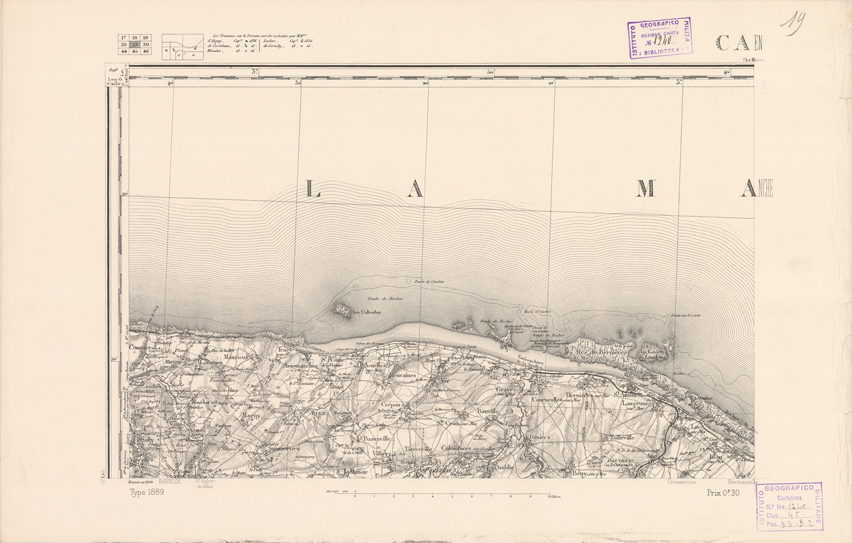 (N:21771) CARTE DE FRANCE - CAEN (B0018358) Carte e stampe antiche: riproduzione a colori su carta (formato A2)