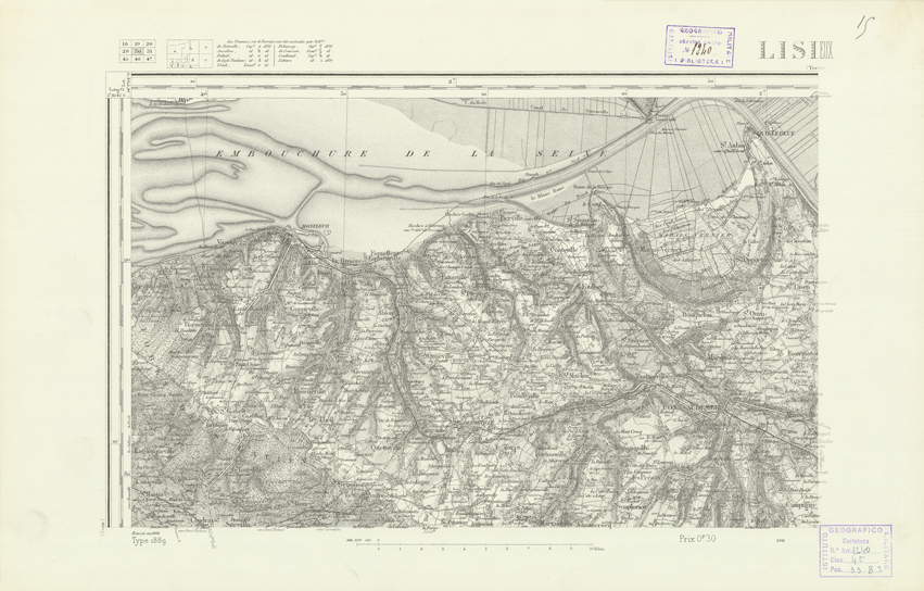 (N:21772) CARTE DE FRANCE - LISIEUX (B0018359) Carte e stampe antiche: riproduzione a colori su carta (formato A2)