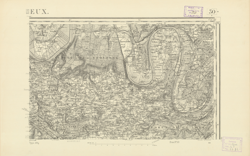 (N:21773) CARTE DE FRANCE - LISIEUX (B0018360) Carte e stampe antiche: riproduzione a colori su carta (formato A2)