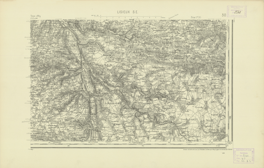 (N:21774) CARTE DE FRANCE - LISIEUX (B0018361) Carte e stampe antiche: riproduzione a colori su carta (formato A2)