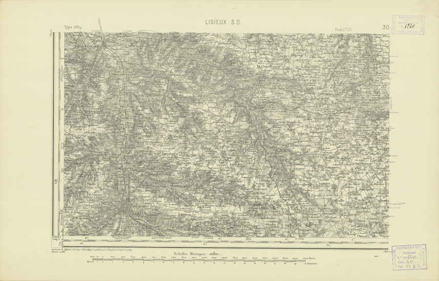 (N:21775) CARTE DE FRANCE - LISIEUX S.O. (B0018362) Carte e stampe antiche: riproduzione a colori su carta (formato A2)