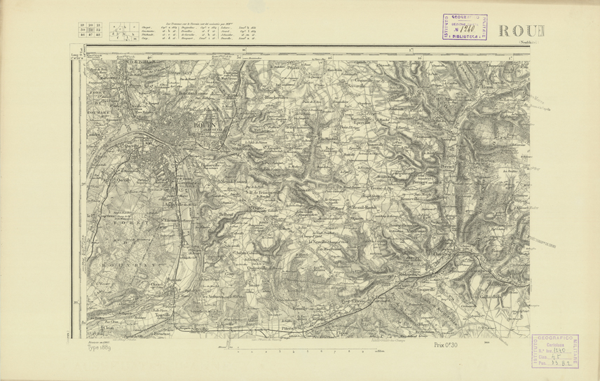 (N:21776) CARTE DE FRANCE - ROUEN (B0018363) Carte e stampe antiche: riproduzione a colori su carta (formato A2)