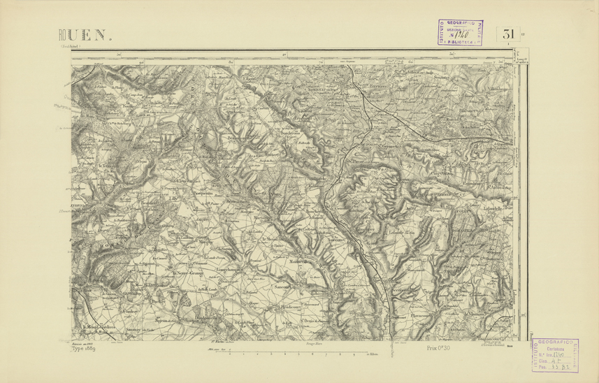 (N:21777) CARTE DE FRANCE - ROUEN (B0018364) Carte e stampe antiche: riproduzione a colori su carta (formato A2)