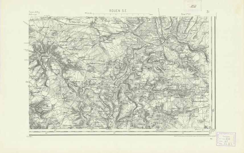 (N:21778) CARTE DE FRANCE - ROUEN S.E. (B0018365) Carte e stampe antiche: riproduzione a colori su carta (formato A2)