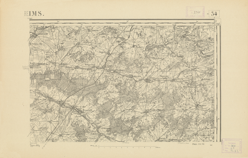 (N:21781) CARTE DE FRANCE - REIMS (B0018368) Carte e stampe antiche: riproduzione a colori su carta (formato A2)
