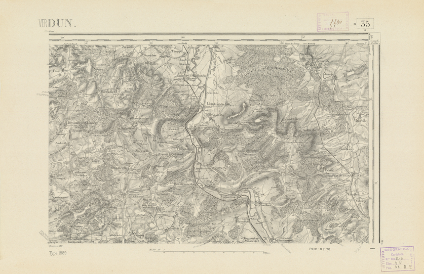 (N:21785) CARTE DE FRANCE - VERDUN (B0018372) Carte e stampe antiche: riproduzione a colori su carta (formato A2)