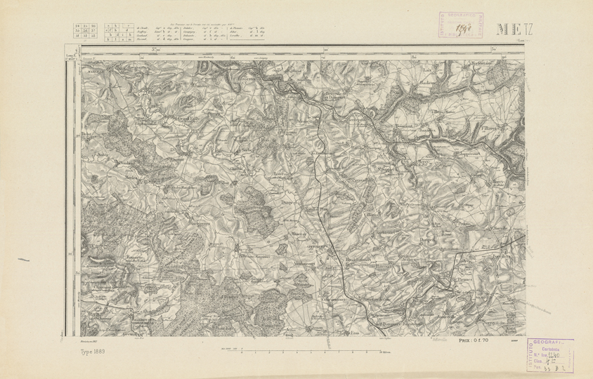 (N:21788) CARTE DE FRANCE - METZ (B0018375) Carte e stampe antiche: riproduzione a colori su carta (formato A2)