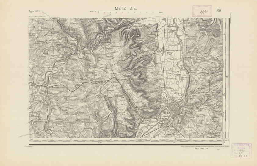 (N:21790) CARTE DE FRANCE - METZ S.E. (B0018377) Carte e stampe antiche: riproduzione a colori su carta (formato A2)