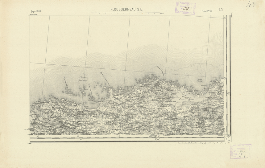 (N:21792) CARTE DE FRANCE - PLOUGURRNEAU S.E. (B0018379) Carte e stampe antiche: riproduzione a colori su carta (formato A2)