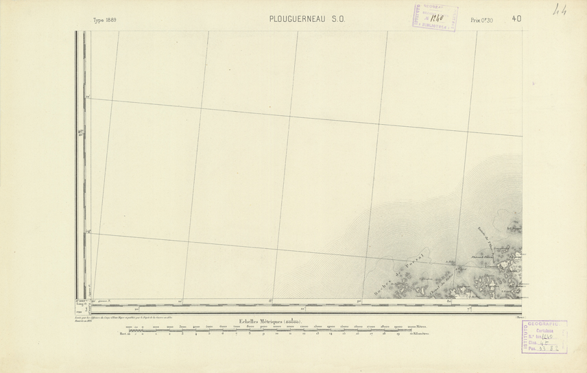 (N:21793) CARTE DE FRANCE - PLOUGUERNEAU S.O. (B0018380) Carte e stampe antiche: riproduzione a colori su carta (formato A2)