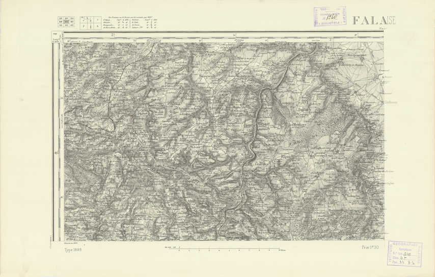 (N:21808) CARTE DE FRANCE - FALAISE (B0018395) Carte e stampe antiche: riproduzione a colori su carta (formato A2)