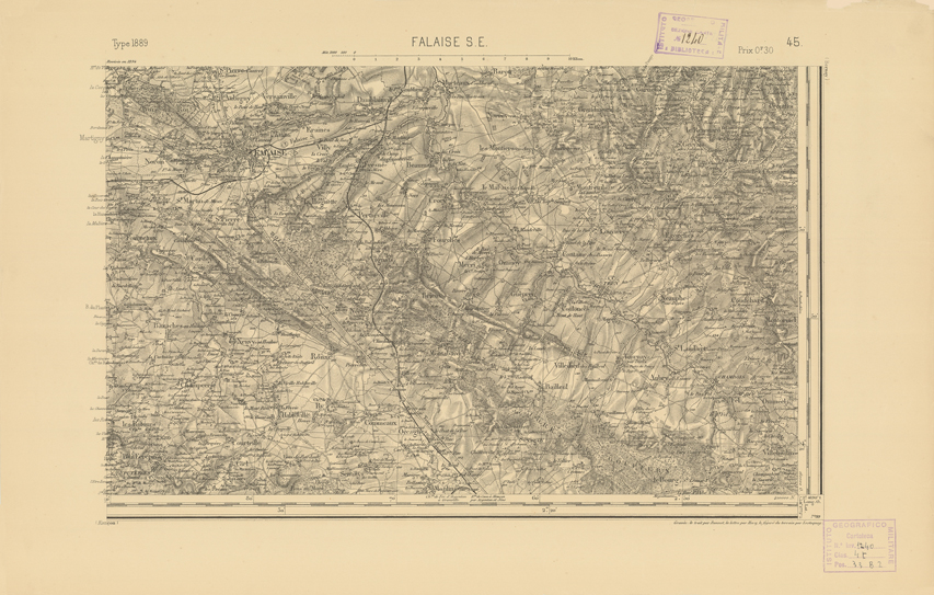 (N:21810) CARTE DE FRANCE - FALAISE (B0018397) Carte e stampe antiche: riproduzione a colori su carta (formato A2)