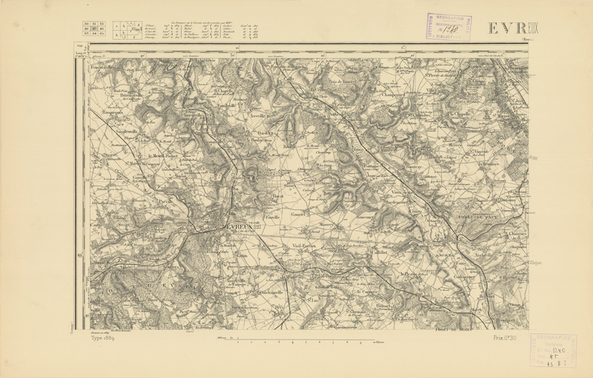 (N:21816) CARTE DE FRANCE - EVREUX (B0018403) Carte e stampe antiche: riproduzione a colori su carta (formato A2)