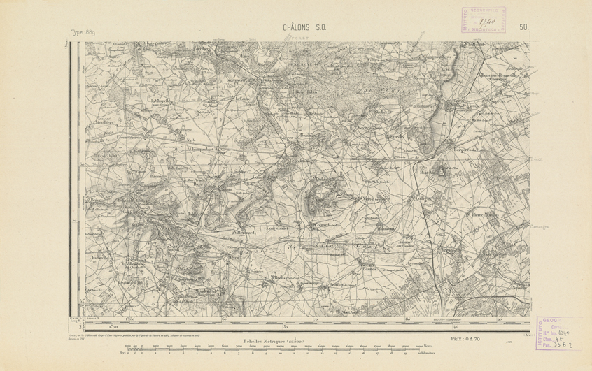 (N:21825) CARTE DE FRANCE - CHALONS S.O. (B0018412) Carte e stampe antiche: riproduzione a colori su carta (formato A2)