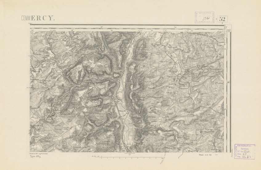 (N:21830) CARTE DE FRANCE - COMMERCY (B0018417) Carte e stampe antiche: riproduzione a colori su carta (formato A2)