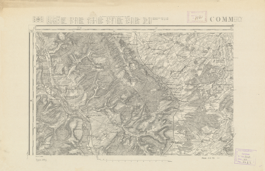 (N:21831) CARTE DE FRANCE - COMMERCY (B0018418) Carte e stampe antiche: riproduzione a colori su carta (formato A2)