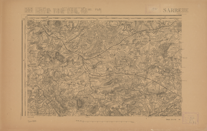 (N:21834) CARTE DE FRANCE - SARREBOURG (B0018421) Carte e stampe antiche: riproduzione a colori su carta (formato A2)