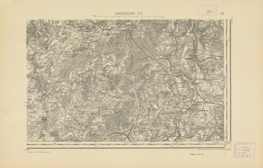 (N:21836) CARTE DE FRANCE - SARREBOURG S.E. (B0018423) Carte e stampe antiche: riproduzione a colori su carta (formato A2)