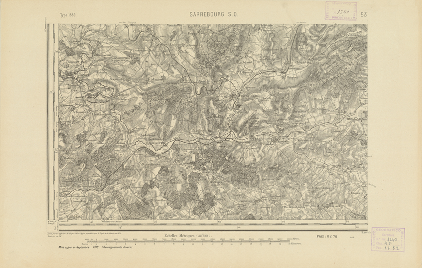 (N:21837) CARTE DE FRANCE - SARREBOURG S.O. (B0018424) Carte e stampe antiche: riproduzione a colori su carta (formato A2)