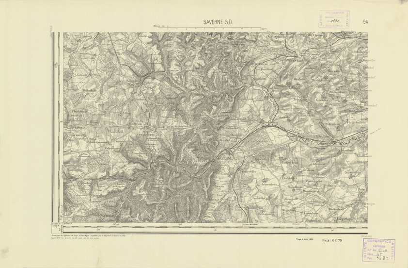 (N:21840) CARTE DE FRANCE - SAVERNE S.O. (B0018428) Carte e stampe antiche: riproduzione a colori su carta (formato A2)
