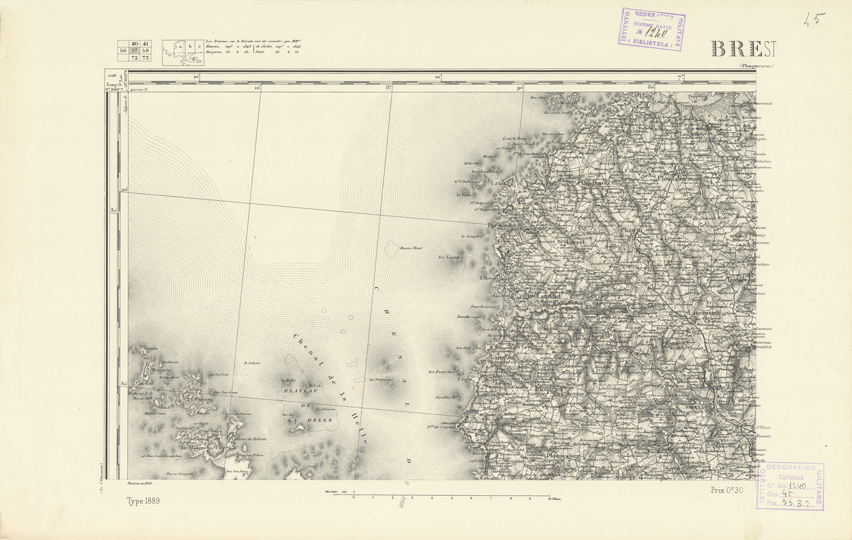 (N:21843) CARTE DE FRANCE - BREST (B0018430) Carte e stampe antiche: riproduzione a colori su carta (formato A2)