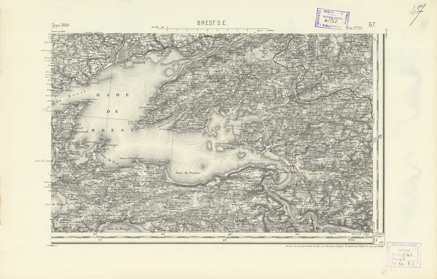 (N:21845) CARTE DE FRANCE - BREST S.E. (B0018432) Carte e stampe antiche: riproduzione a colori su carta (formato A2)