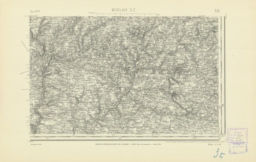 (N:21849) CARTE DE FRANCE - MORLAIX S.E. (B0018436) Carte e stampe antiche: riproduzione a colori su carta (formato A2)