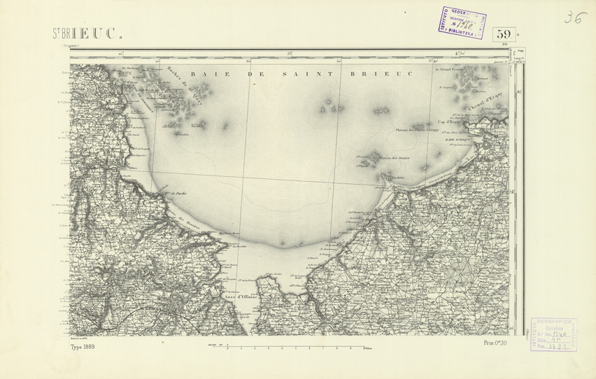 (N:21852) CARTE DE FRANCE - ST. BRIEUC (B0018439) Carte e stampe antiche: riproduzione a colori su carta (formato A2)