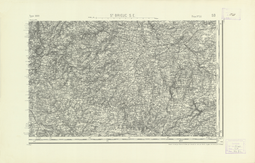 (N:21853) CARTE DE FRANCE - ST. BRIEUC S.E. (B0018440) Carte e stampe antiche: riproduzione a colori su carta (formato A2)