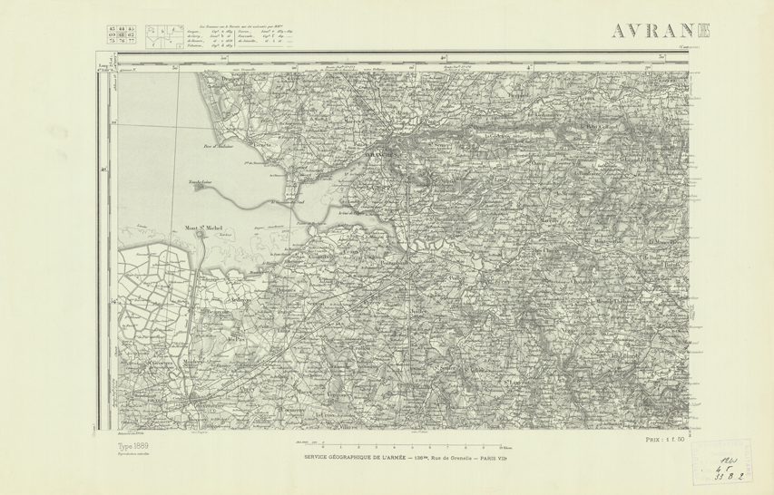 (N:21859) CARTE DE FRANCE - AVRANCHES (B0018446) Carte e stampe antiche: riproduzione a colori su carta (formato A2)