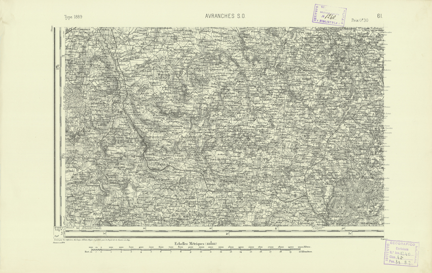 (N:21862) CARTE DE FRANCE - AVRANCHES S.O. (B0018449) Carte e stampe antiche: riproduzione a colori su carta (formato A2)