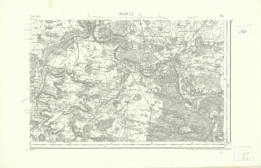 (N:21874) CARTE DE FRANCE - MELUN S.E. (B0018461) Carte e stampe antiche: riproduzione a colori su carta (formato A2)