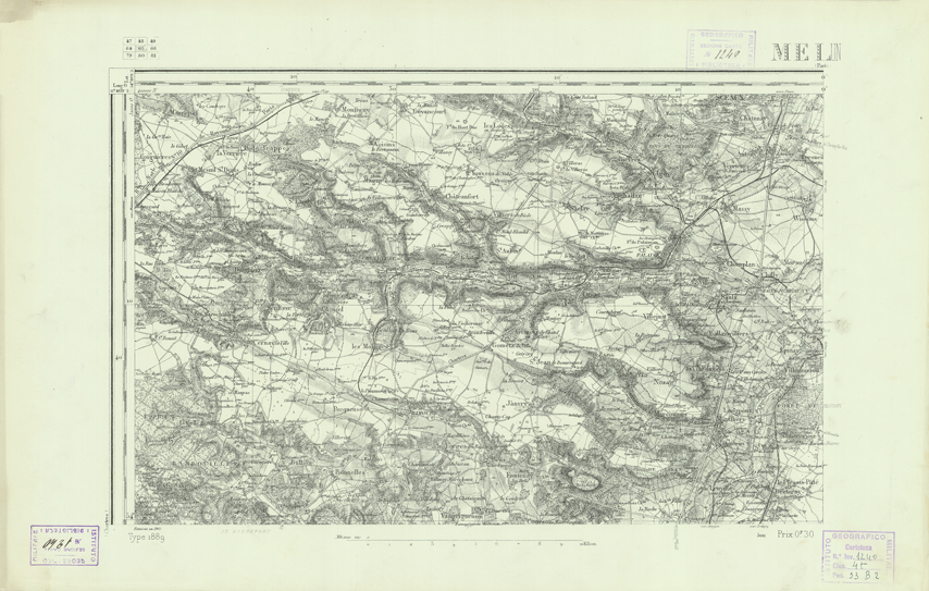 (N:21876) CARTE DE FRANCE - MELUN (B0018463) Carte e stampe antiche: riproduzione a colori su carta (formato A2)