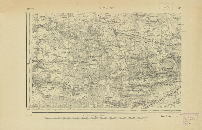 (N:21881) CARTE DE FRANCE - PROVINS S.O. (B0018468) Carte e stampe antiche: riproduzione a colori su carta (formato A2)