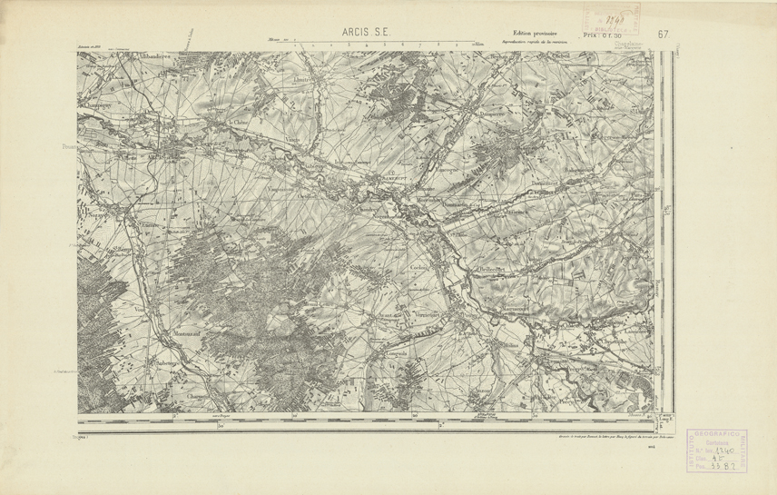 (N:21884) CARTE DE FRANCE - ARCIS S.E. (B0018471) Carte e stampe antiche: riproduzione a colori su carta (formato A2)