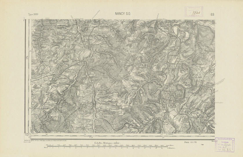 (N:21893) CARTE DE FRANCE - NANCY S.O. (B0018480) Carte e stampe antiche: riproduzione a colori su carta (formato A2)